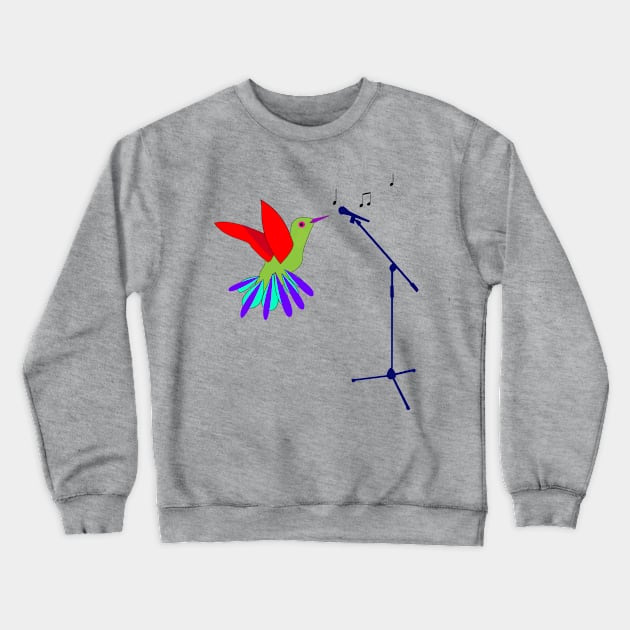 Colorful Bird and Microphone Crewneck Sweatshirt by momomoma